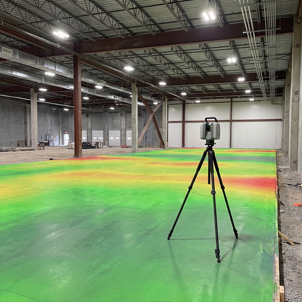 Concrete pour flatness and levelness scanning on site