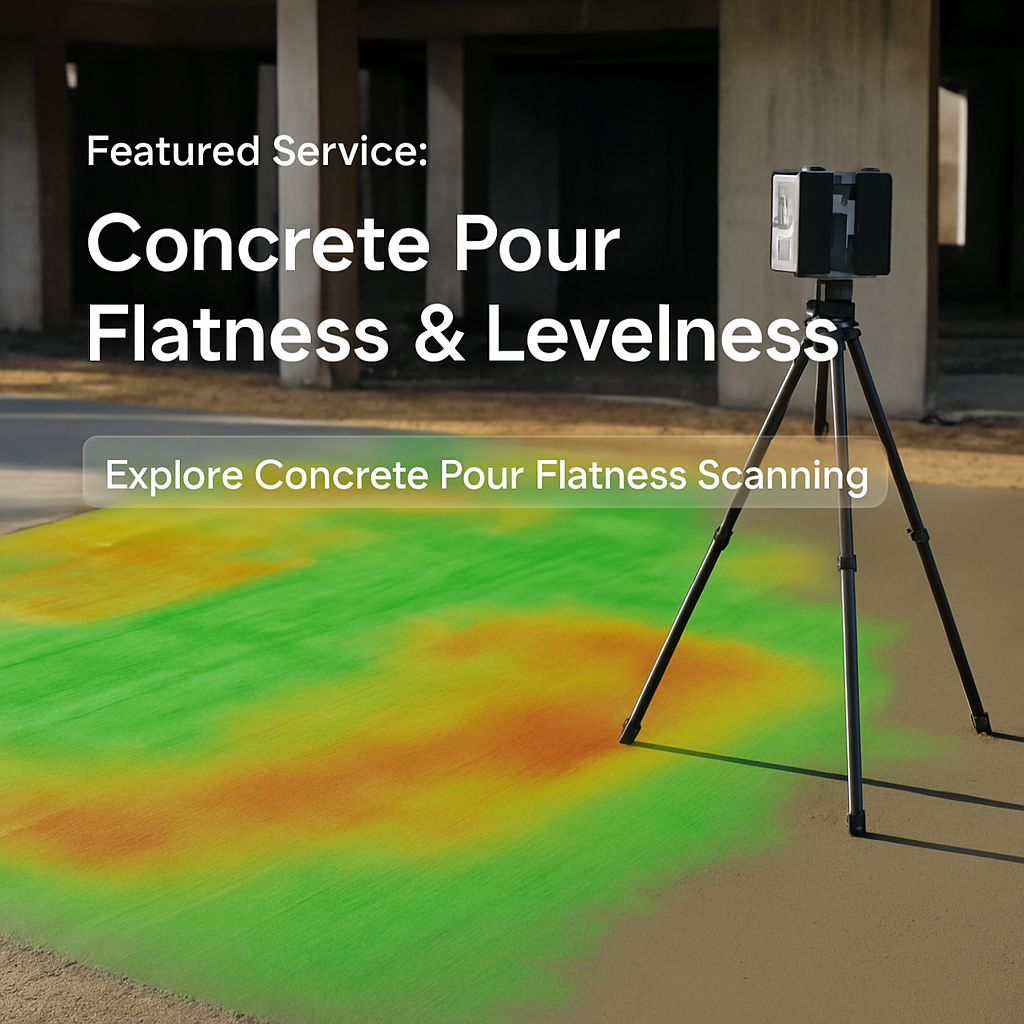3D scanner with flatness/levelness heatmap on concrete
